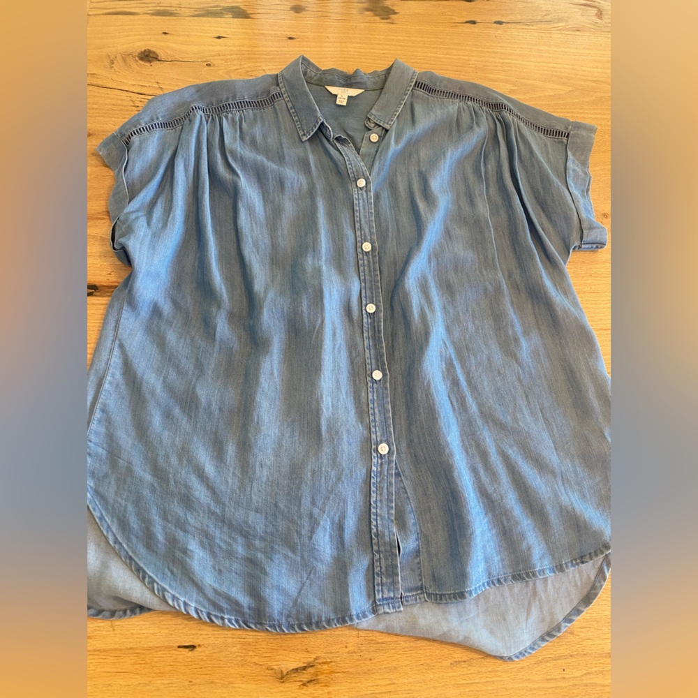 Time and Tru‎ Blue Button Down  Oversized Women’s Large Shirt Preloved